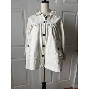 NWT Maeve Anthropologie Ivory Lagenlook Button Down Jacket Size XS Oversized Fit